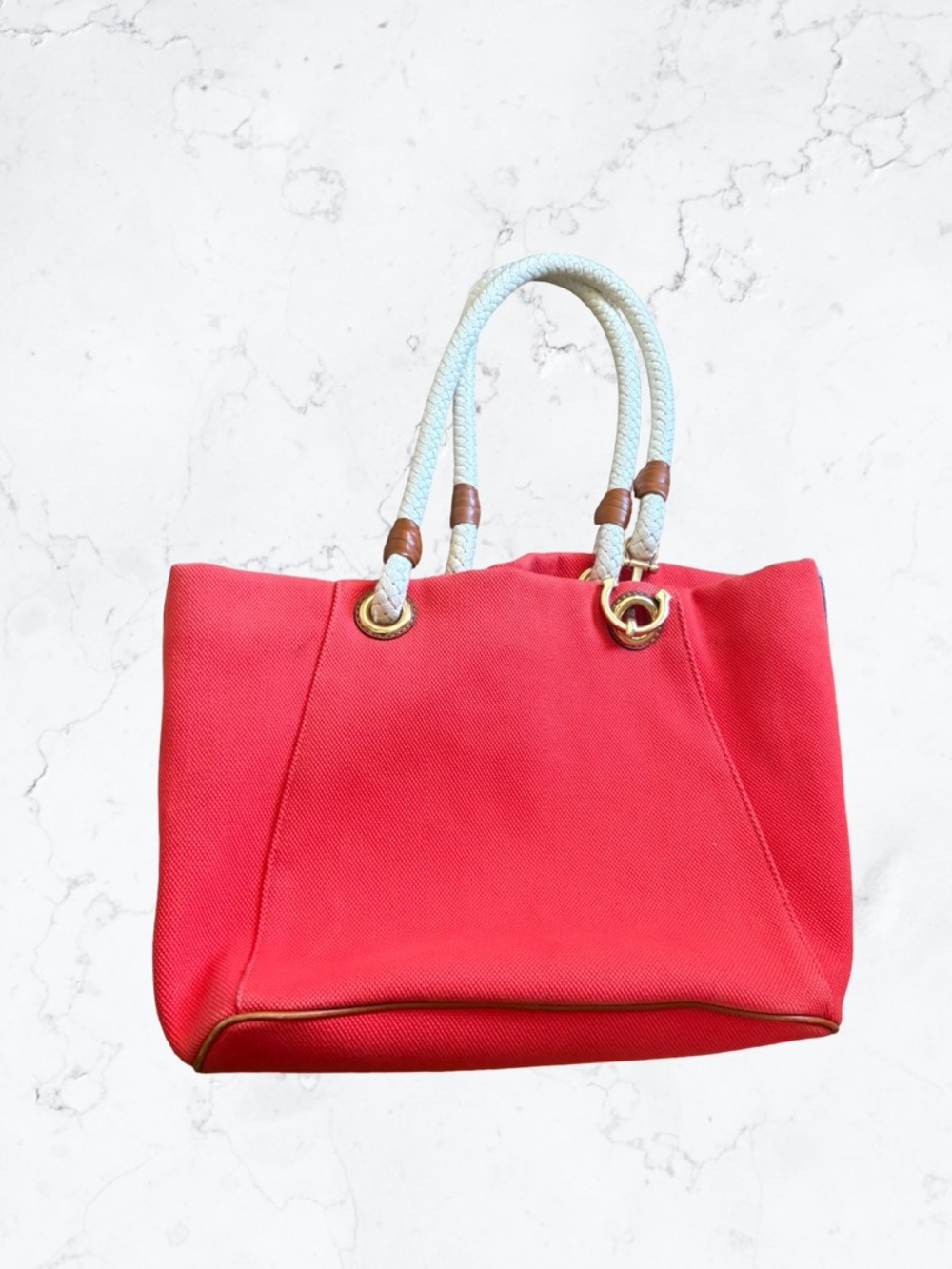 Michael Kors Red Tote with White Rope Handles - Picture 4 of 5